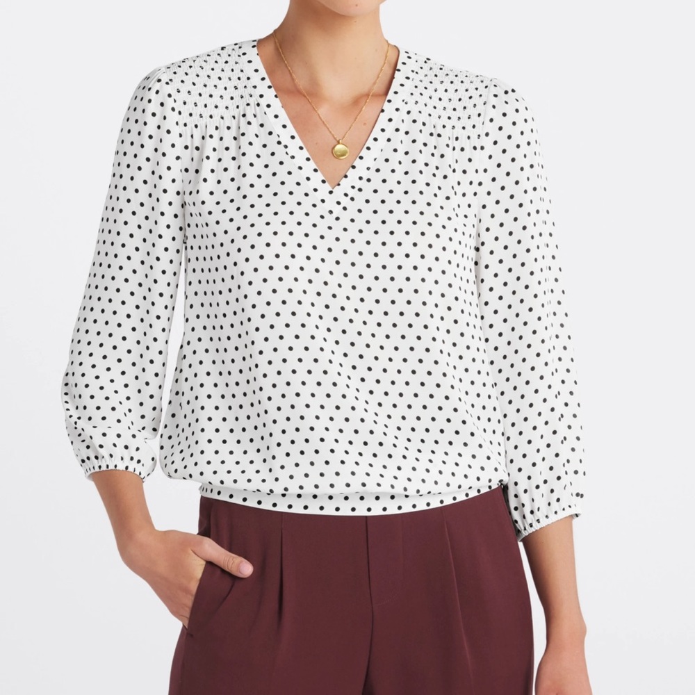 Les Serin StitchFix Polka dot blouse